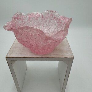 Vintage Fratelli Toso Murano,  ITALY Pink Glass Bowl SugarWare